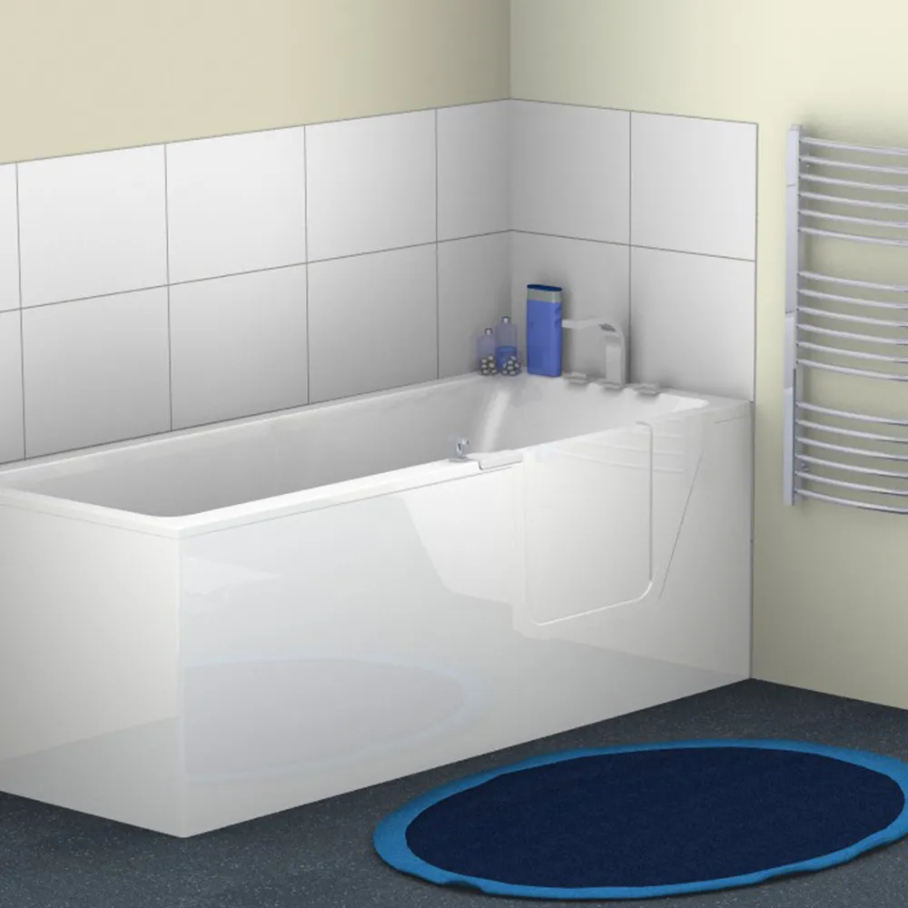 A full-length walk-in bath designed for a standard bath space