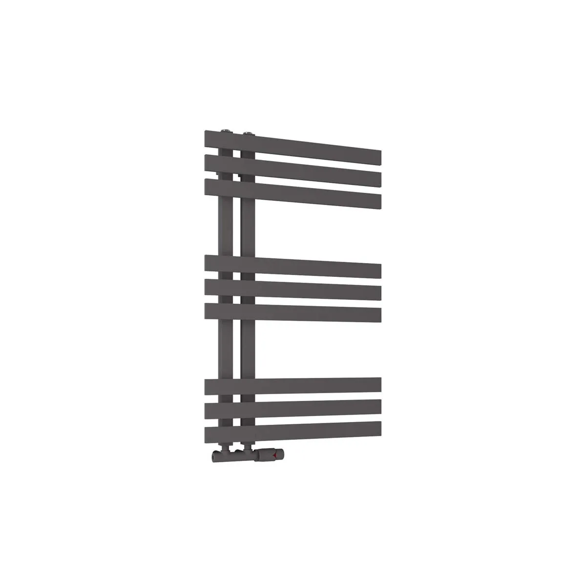 A black horizontal designer bathroom radiator