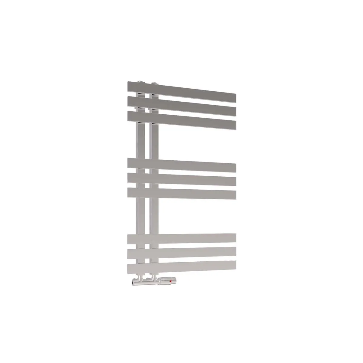 A chrome horizontal designer bathroom radiator